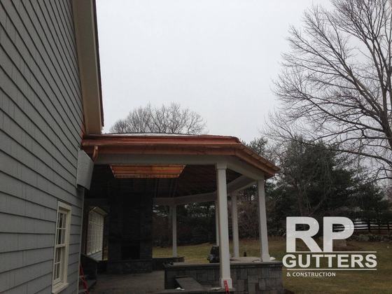 Copper roof on a porch addition