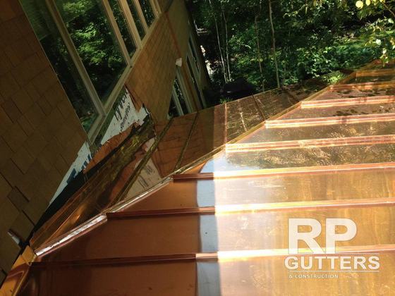 Copper standing-seam roof detail