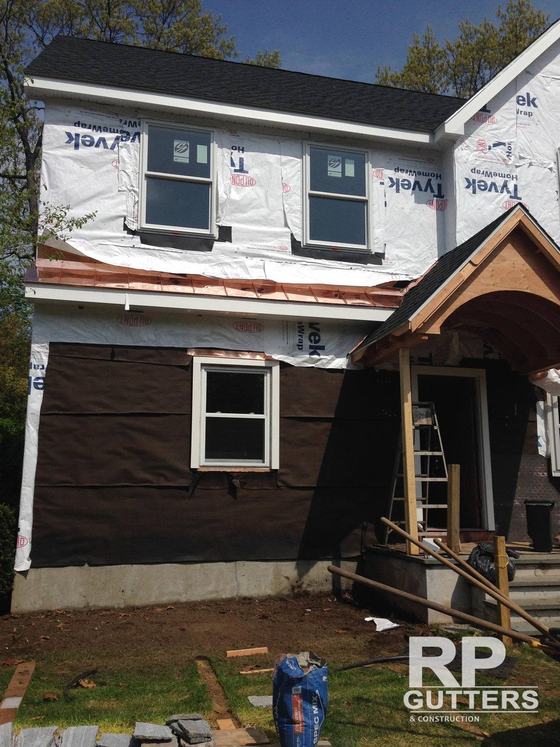Entry porch roof framing, side view