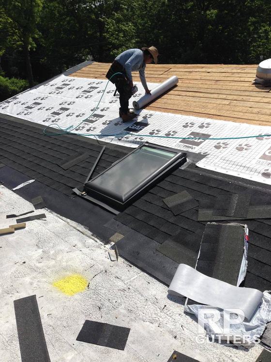 Underlayment and skylight on a new roof